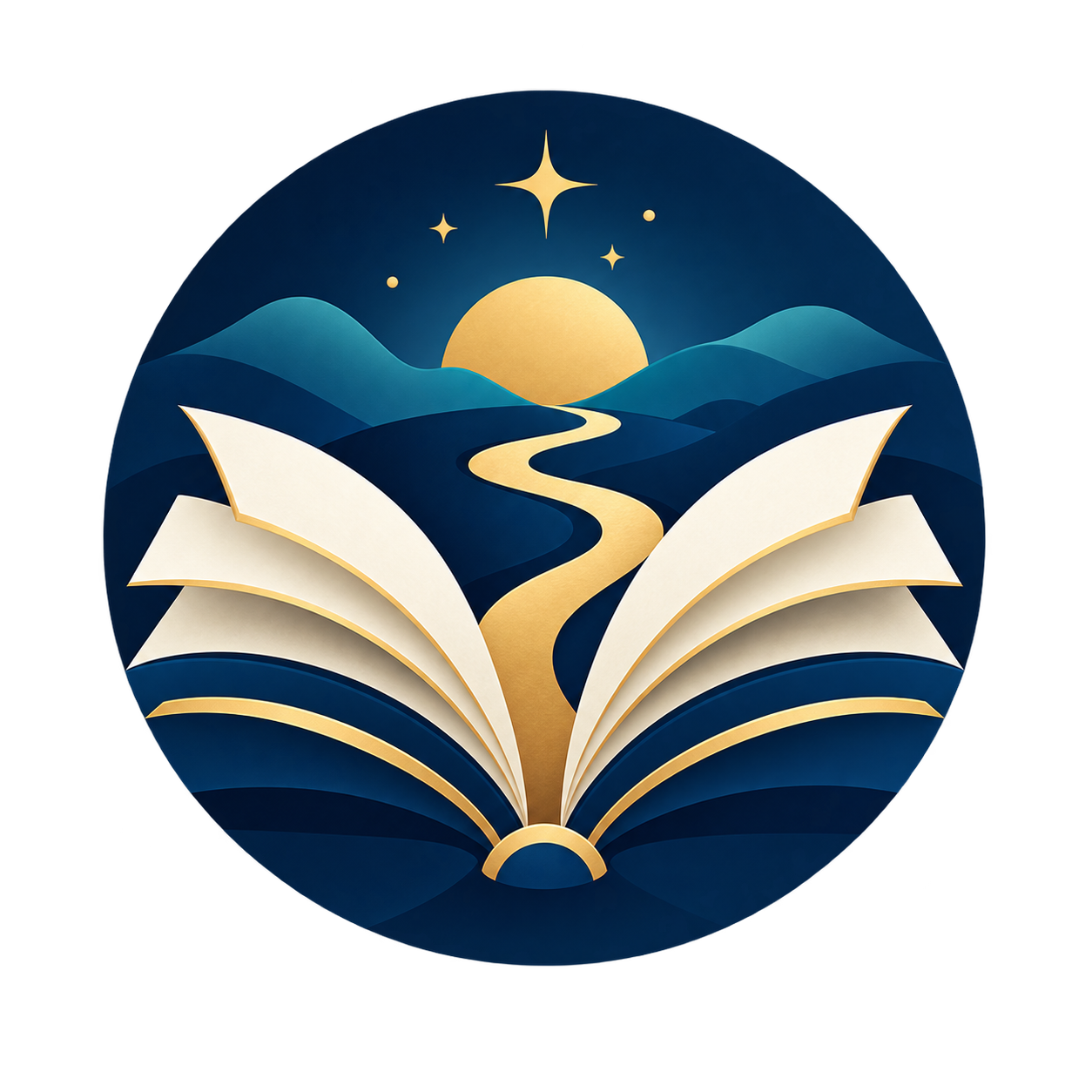 Open book and golden path